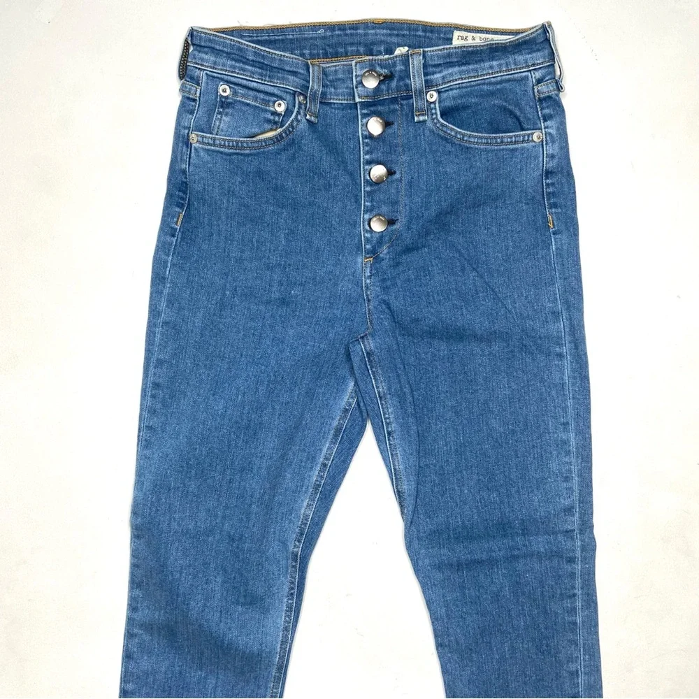 Rag & Bone Nina High Rise Skinny Ankle Jean Exposed Button Fly Size 27